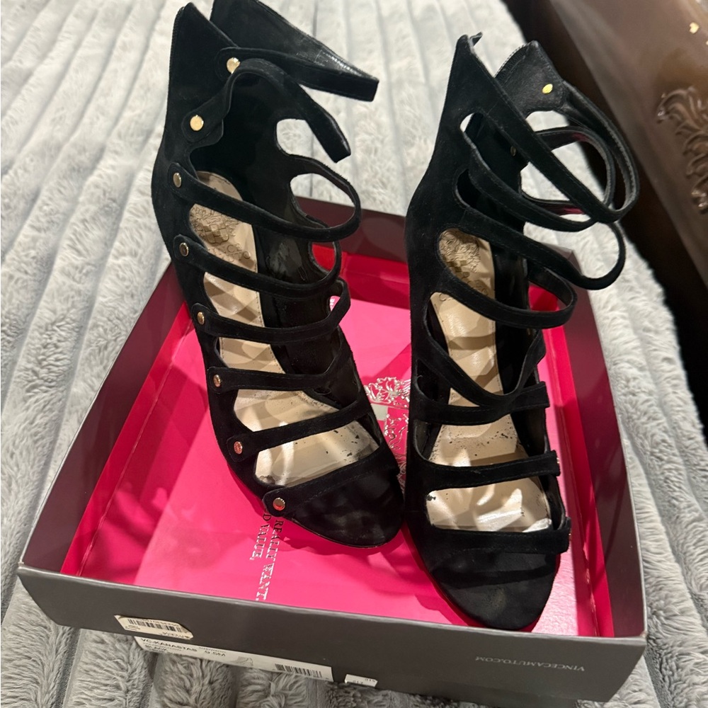 Vince Camuto Black Strappy Heels